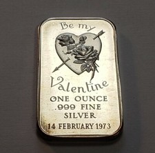 1 oz .999 Silver Bar - 1973 Valentines Day - Original BU - SKU-F6454 46.00 per troy oz