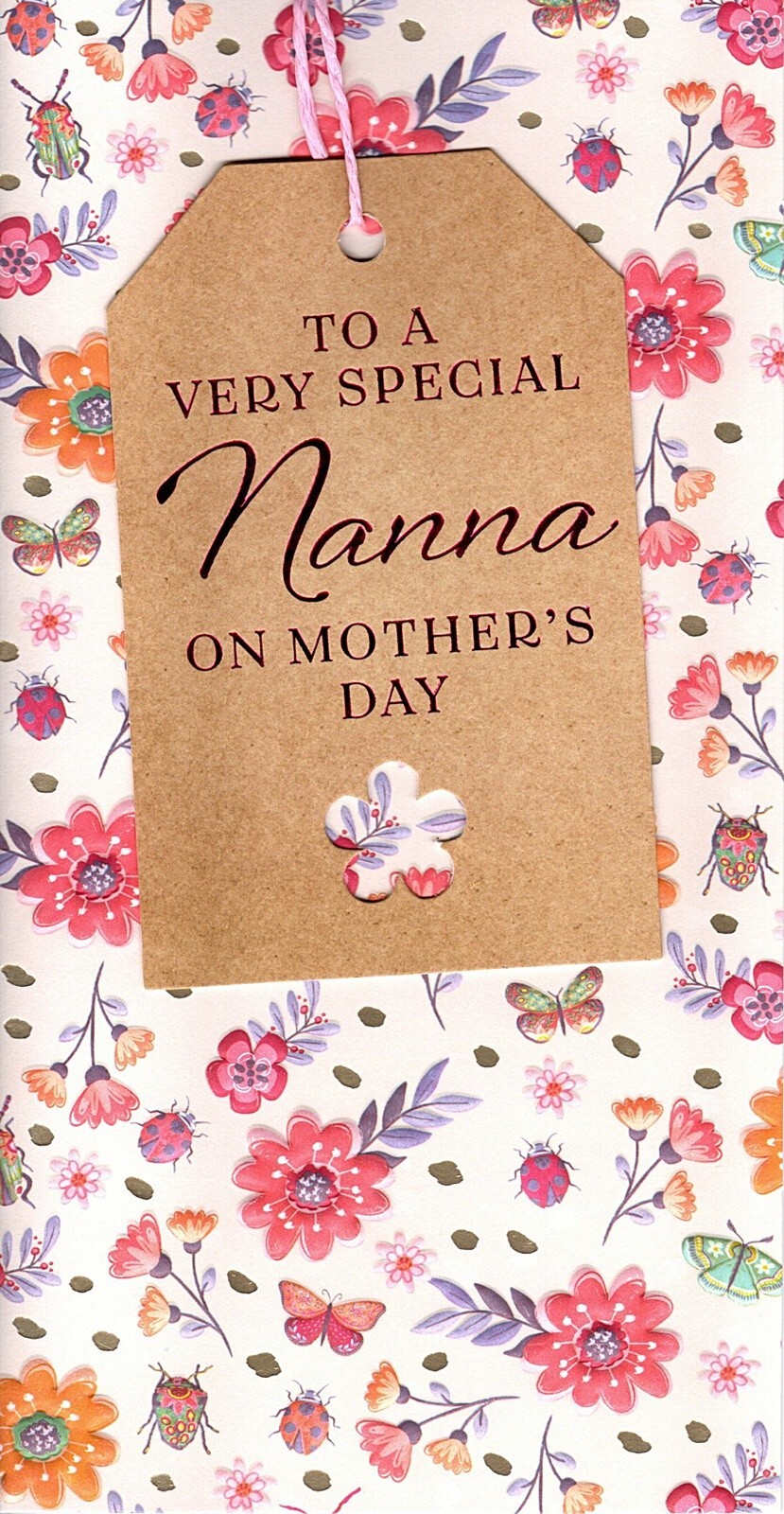 Happy Mother's Day Card To a Very Special Nanna Flowers Ladybird Butterfly