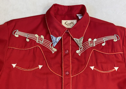 Scully P-627 Herren Western Hemd bestickt Musik Noten Cowboy doppelseitig MED