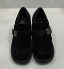 Fair Condition Calvin Klein Black Suede Loafer Style Heels CK Logo Buckle Sz 6 — photo 2