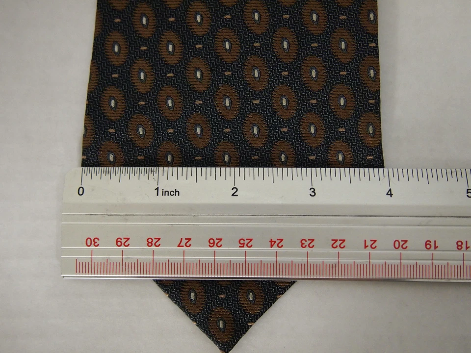 Corbata Stonehenge Para Hombre Marrón Azul Marino Geométrica 58" 10% Seda Foto 4 de 4