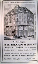 Originalwerbung Reklame Moden-Magazine Wormann Söhne Basel 1909
