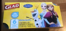 Disney Frozen 6 Pack Food Containers Plastic Glad Mini Round Storage Lids 4oz G