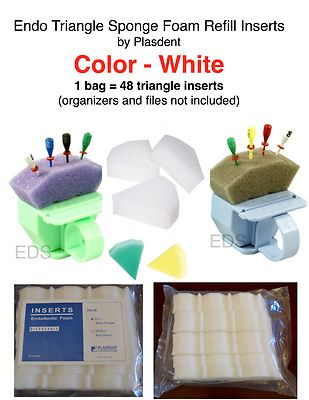 Dental Endo Triangle Sponge Foam Refill Inserts by Plasdent - 48 pcs ( White )