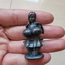 Black Old Brass Plump Figure Woman Sexy Model Statue Beauty Body Fat Ornament