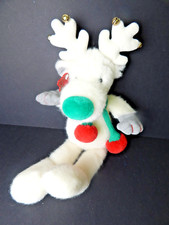 VTG Applause Snowbell Christmas Plush White Reindeer Scarf Stuffed Animal 15"