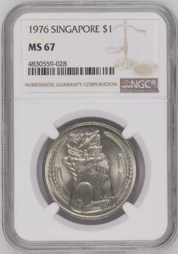 1976 Singapore $1 NGC MS67 Top Finest