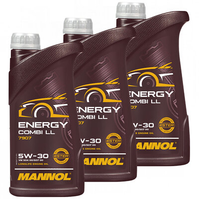 MANNOL Motoröl 5W-30 Energy Combi LL API SN BMW VW Porsche 3x 1 Liter Motor Öl