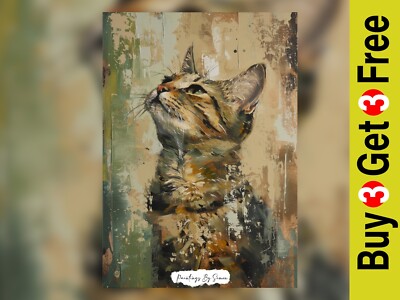 Auffälliges Katzenporträt, Ölgemälde Druck 5''x7'' auf mattem Papier