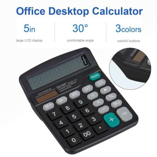 Desktop Calculator 12 Digit Display Battery Solar Basic Big Button Business Home - Picture 10 of 12