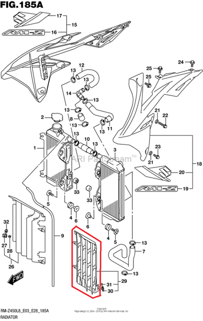 NEW OEM SUZUKI RMZ 450 RMZ450 LEFT SIDE RADIATOR GRILL ...