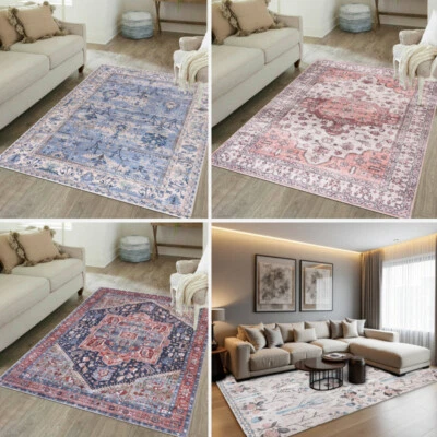Boho Vintage Teppich, Wohnzimmer, Schlafzimmer, Esszimmer, Büro Waschmaschine - Bild 1 von 2