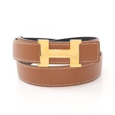HERMES Constance H Belt ceinture A leather Black Brown Used GHW
