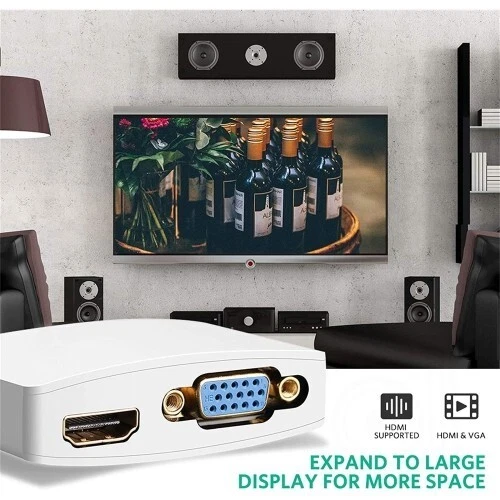 Mini Display Port auf HDMI, VGA Adapter für TV/MacBook/Laptop/Monitor - Bild 3 von 4