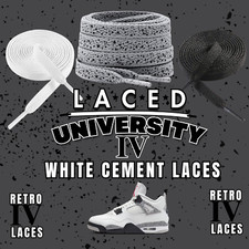Retro 4 White Cement Laces Spotted Splatter Cement replacement-Retro 4 Shoe Lace