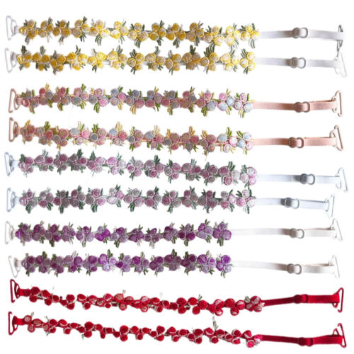 2Pcs Flower Bra Strap Elastic Non-slip Strap Holder Women Bra Rope Adjustable