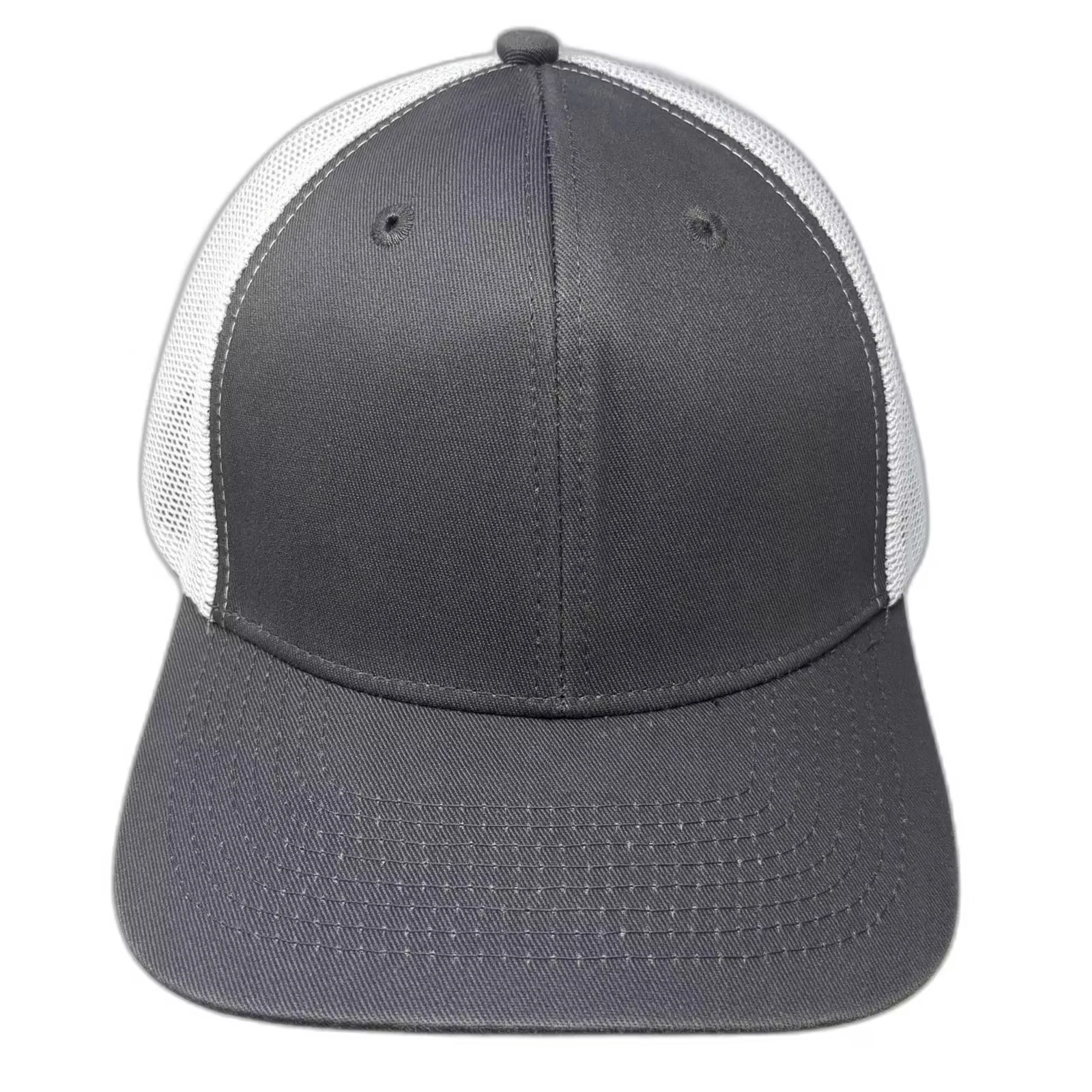 GDI Trucker Hat Gray White OS Mesh Back Adjustable Blank Snapback Cap Structured