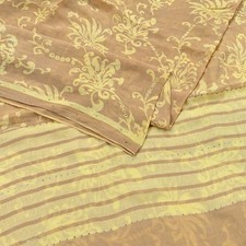 Indian Vintage Beige  yellow Saree Pure Georgette Silk Hand Embroidered Mukesh