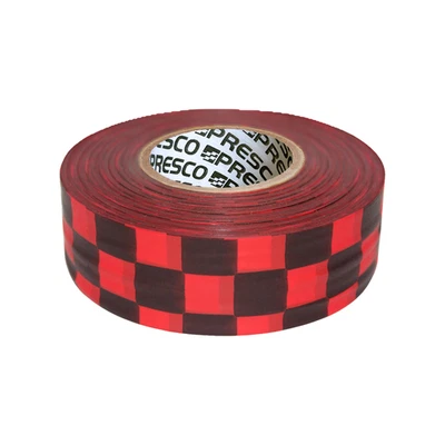 Presco Checkerboard Patterned Roll Flagging Tape: 1-3/16 in. x 300 ft. Red/Black