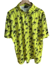 Sunday Swagger Performance Polo Golf Shirt Men's Sz 2XL Neon Yellow & Black Palm