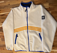 adidas Men's Full Zip Track Jacket Lined Zip Pockets Stand-Up Collar M White
