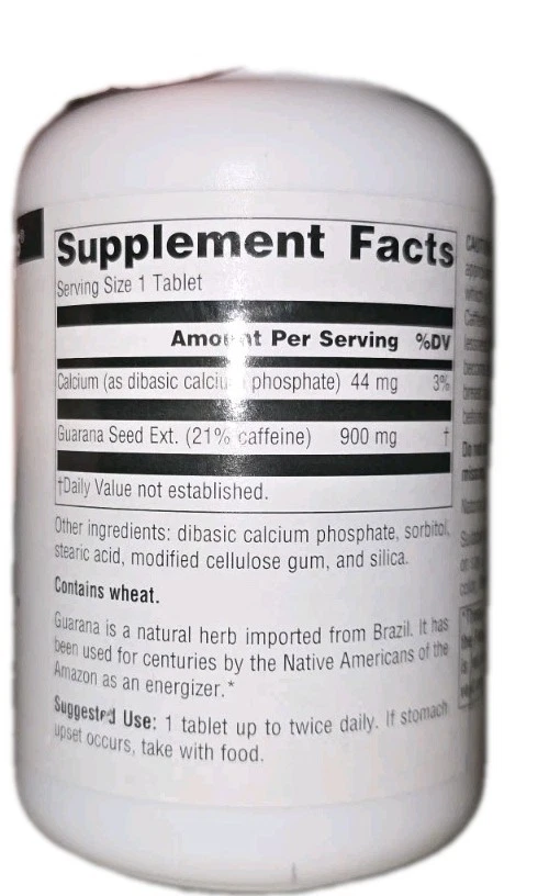 Energizador de guaraná Source Naturals 900 mg 120 ct validade 26/02 - Imagem 3 de 3