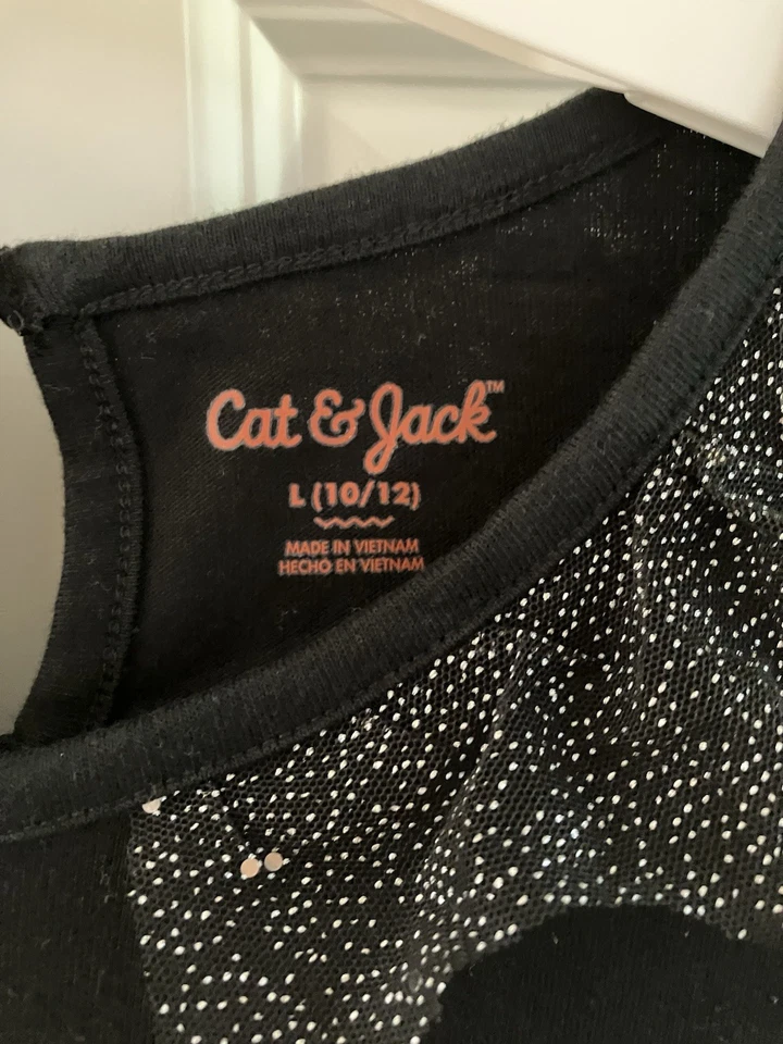 Vestido de tul tejido manga larga Cat & Jack para niñas negro brillante talla L (10-12) ¡NUEVO CON ETIQUETAS! Foto 2 de 4
