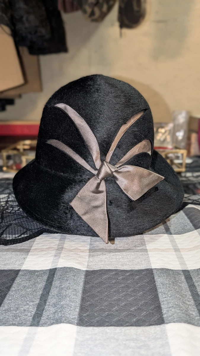 Vintage Daisy\'s Longview Texas Olive Green Wide Brim Fur Felt Hat Floral Trim Fur Green Vintage Hats for Women for sale | eBay main image 3