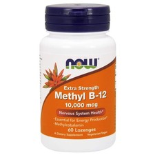 NOW Foods Methyl B-12 10000 mcg Lozenges – Vegan, Pack of 2 (120 Lozenges)