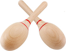 2 Pack Wooden Maracas - Beech Wooden Material Rumba Shakers Hand Percussion for