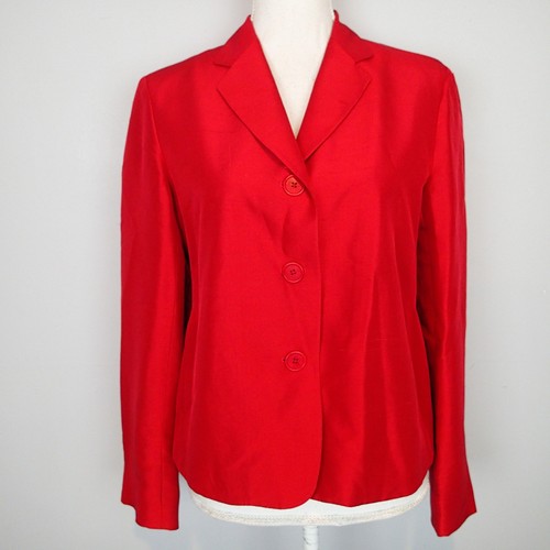 Giacca blazer Ralph Lauren taglia 8p 100% seta rosso 3 bottoni vacanza Lagenlook - Foto 2 di 21