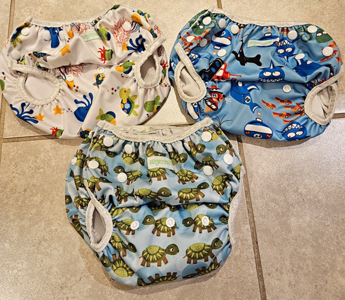 wegreeco Reusable Snap Adjustable Swim Shorts One Size 3-Pack Multicolor