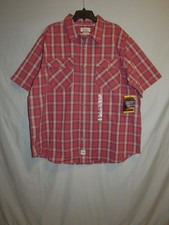 NWT Eddie Bauer Workwear Foreman Fit Short Sleeve Button Up Shirt 2XL Red Plaid