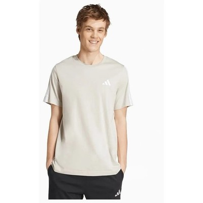 ADIDAS Mens Beige Essentials 3 Stripe Tee Tshirt Size XL NEW