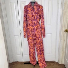 Sika X Anthropologie Jumpsuit with Belt Wrap Size XL Orange and Purple NWT'S