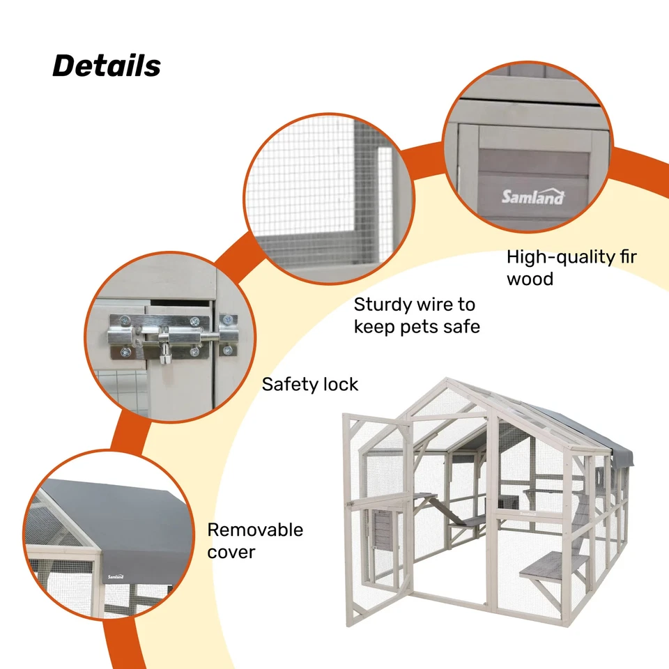 Samland Large Wooden Outdoor Cat House Catio with Platforms, Ramps, Cozy Hous... - image 3 of 4