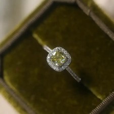 2Ct Cushion Cut Lab Created Yellow Citrine Engagement Ring 14K White Gold Plated