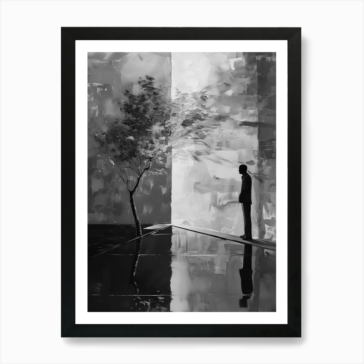 Framed Tree In A Room Wall Art Canvas Print Poster Picture  