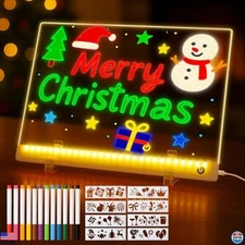 Vibrant LED Note Board - 12 Markers, 13.8"x10.3" Dry Erase, 5 Lighting Modes