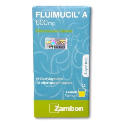 1X FLUIMUCIL A 600mg Clear Phlegm Effervescent 10 Tablet Lemon Flavor FREE SHIP