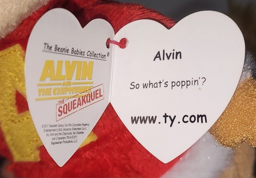 ST* Ty Beanie Baby - ALVIN and the Chipmunks 7" (w/ Holiday Hat) MWMTs (STICKER) - Picture 4 of 10