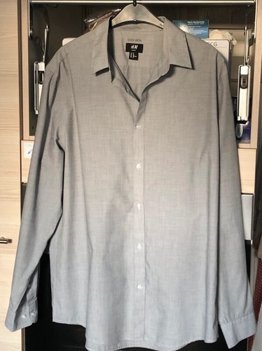 Kayhan Camicia Uomo Manica Lunga In Cotone, Vestibilità Slim Fit, Colore Grigio Chiaro, Taglie Forti Fino A 6XL