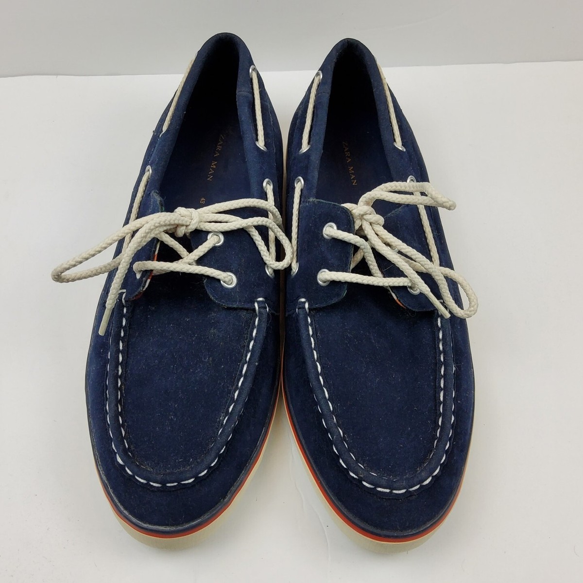 Zara Man Boat Deck Lace Slip On Shoes Navy Size 43 | eBay