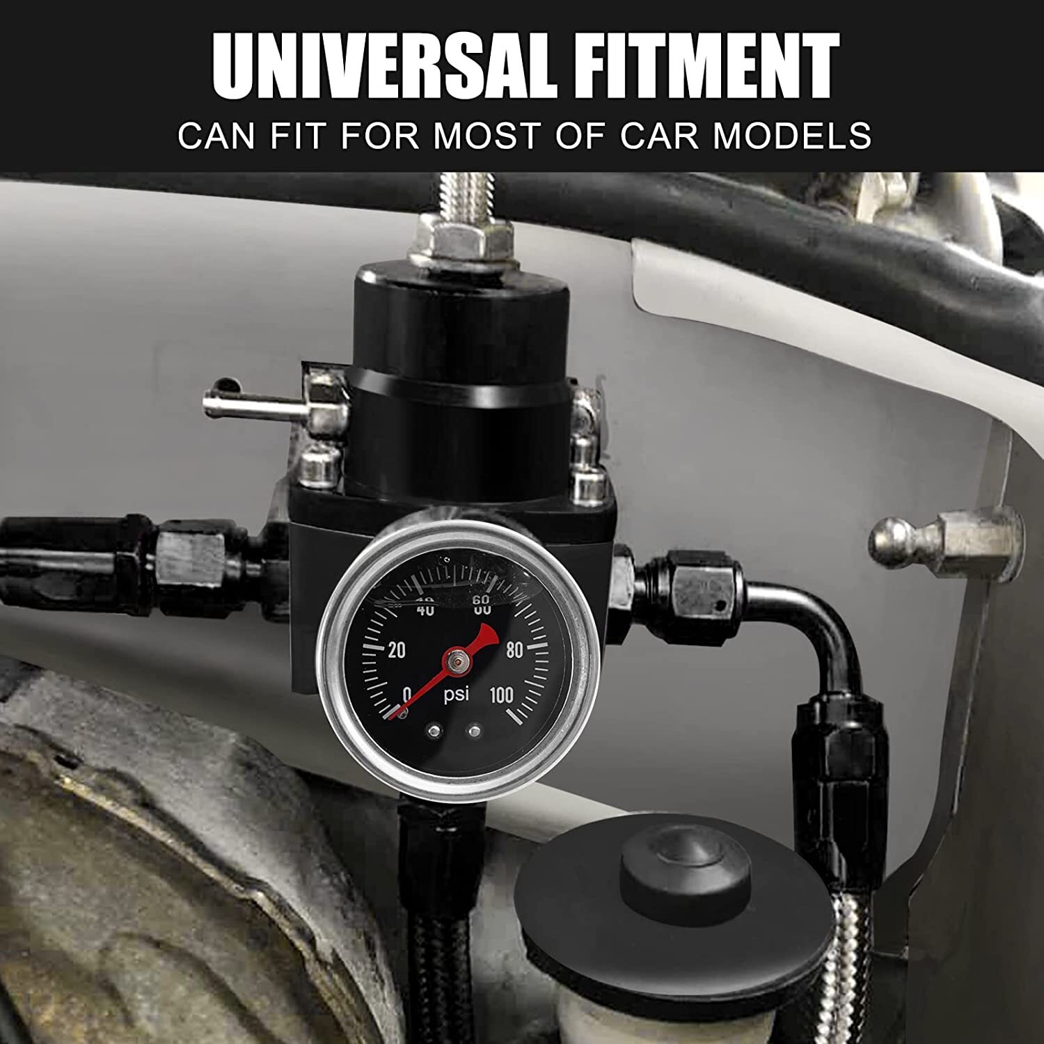 Adjustable Fuel Pressure Regulator Kit Oil 0-100psi Gauge -6AN Black | eBay