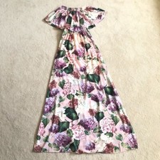 Show Me Your Mumu Hacienda Off the Shoulder Maxi Dress Floral Pink Purple sz XS
