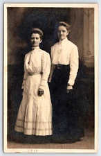 RPPC Vintage Old Photo Postcard Beautiful Young Women Pretty Ladies Dresses 1911