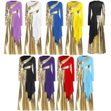 Women Dancewear Metallic Jumpsuit Overlay Bodysuit Wide-Leg Liturgical Ballet