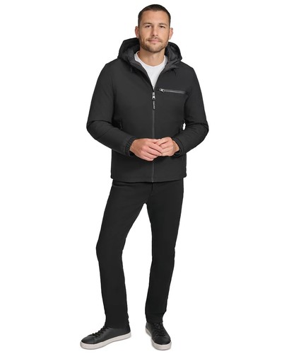 NWT $195 Calvin Klein Mens Hooded Windbreaker Jacket Black Large CM224577 - Picture 5 of 5