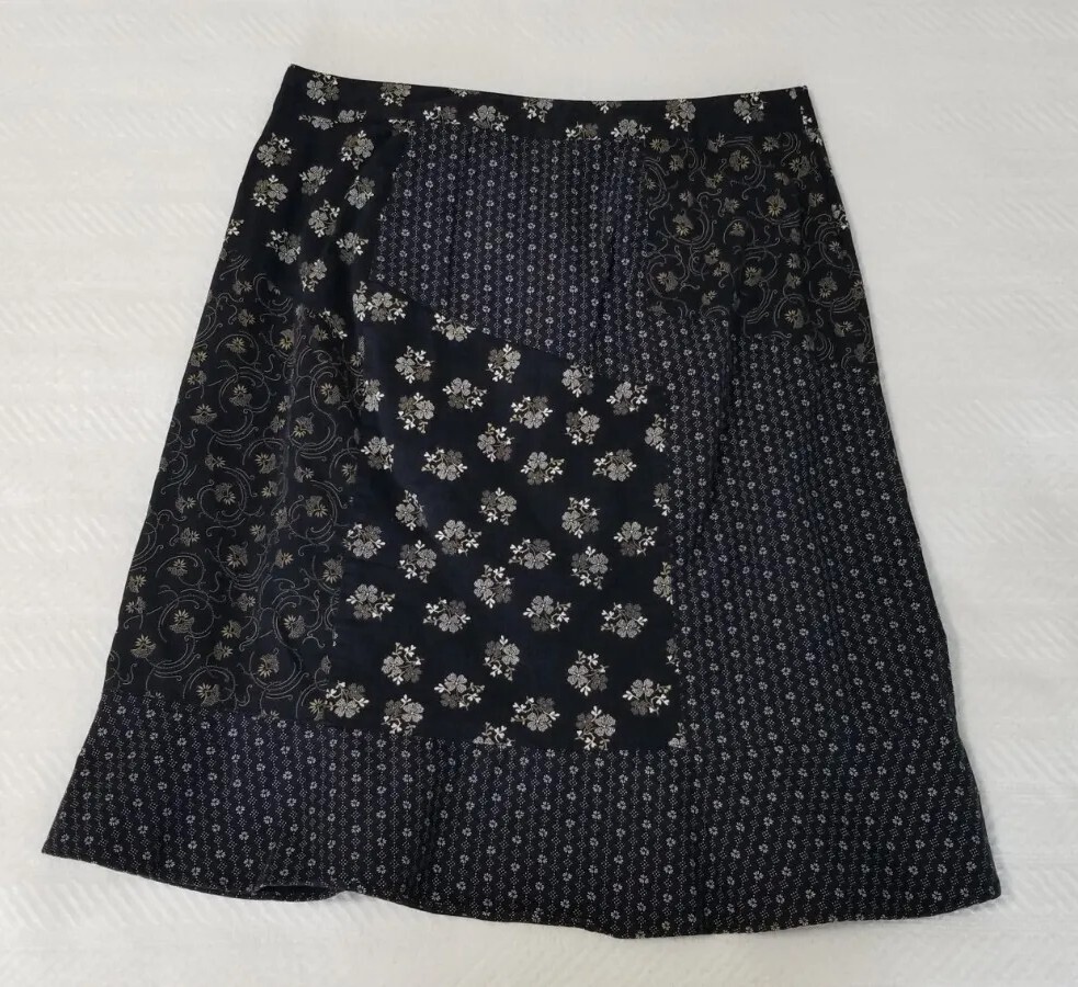 Ann Taylor Loft Black Patchwork Flounce Flared Sk… - image 1