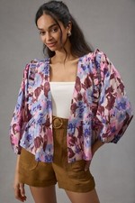 Women's Anthropologie Elizabeth Gillett Ruffled Cropped Kimono Jacket One Size